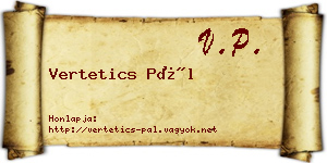 Vertetics Pál névjegykártya